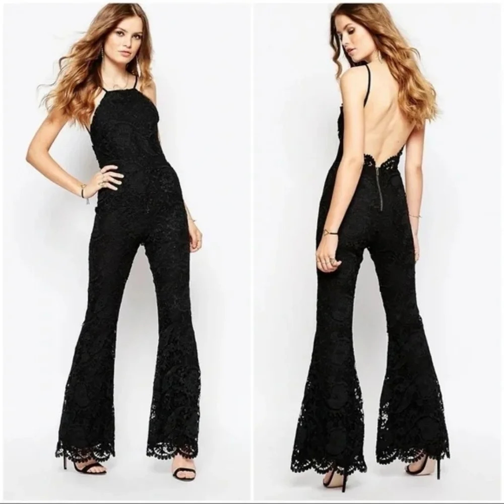 💘 STONE COLD FOX DYLAN BACKLESS LACE JUMPSUIT FREE PEOPLE BRIDAL ARE YOU AM I - Picture 10 of 13